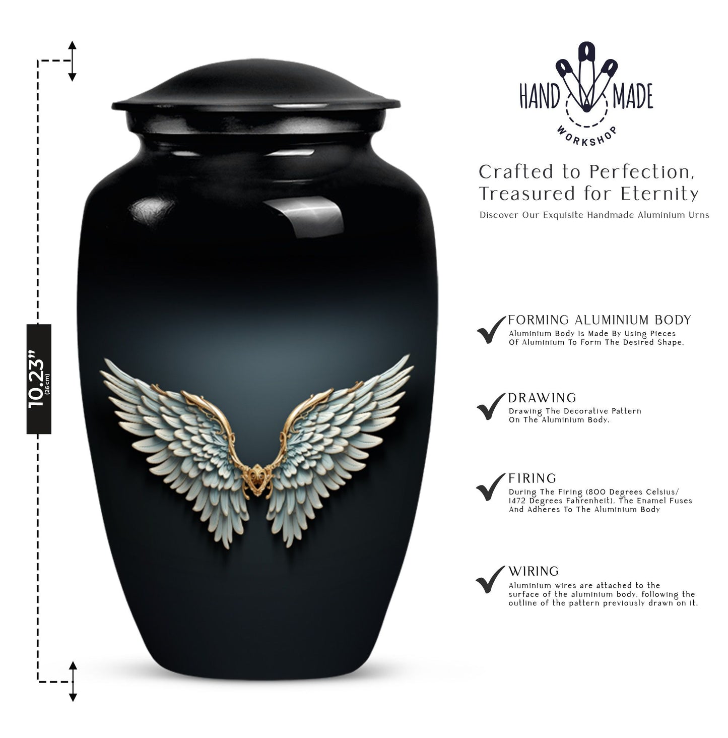  wings blue urn for ashes, personalized butterfly theme, 