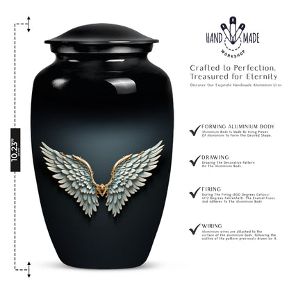 wings blue urn for ashes, personalized butterfly theme, 