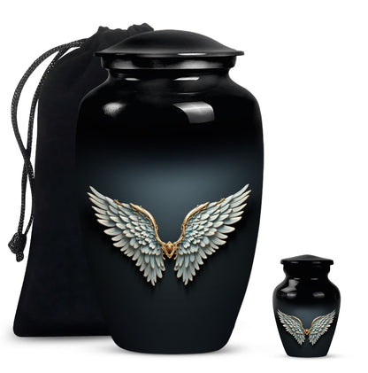  wings blue urn for ashes, personalized butterfly theme, 