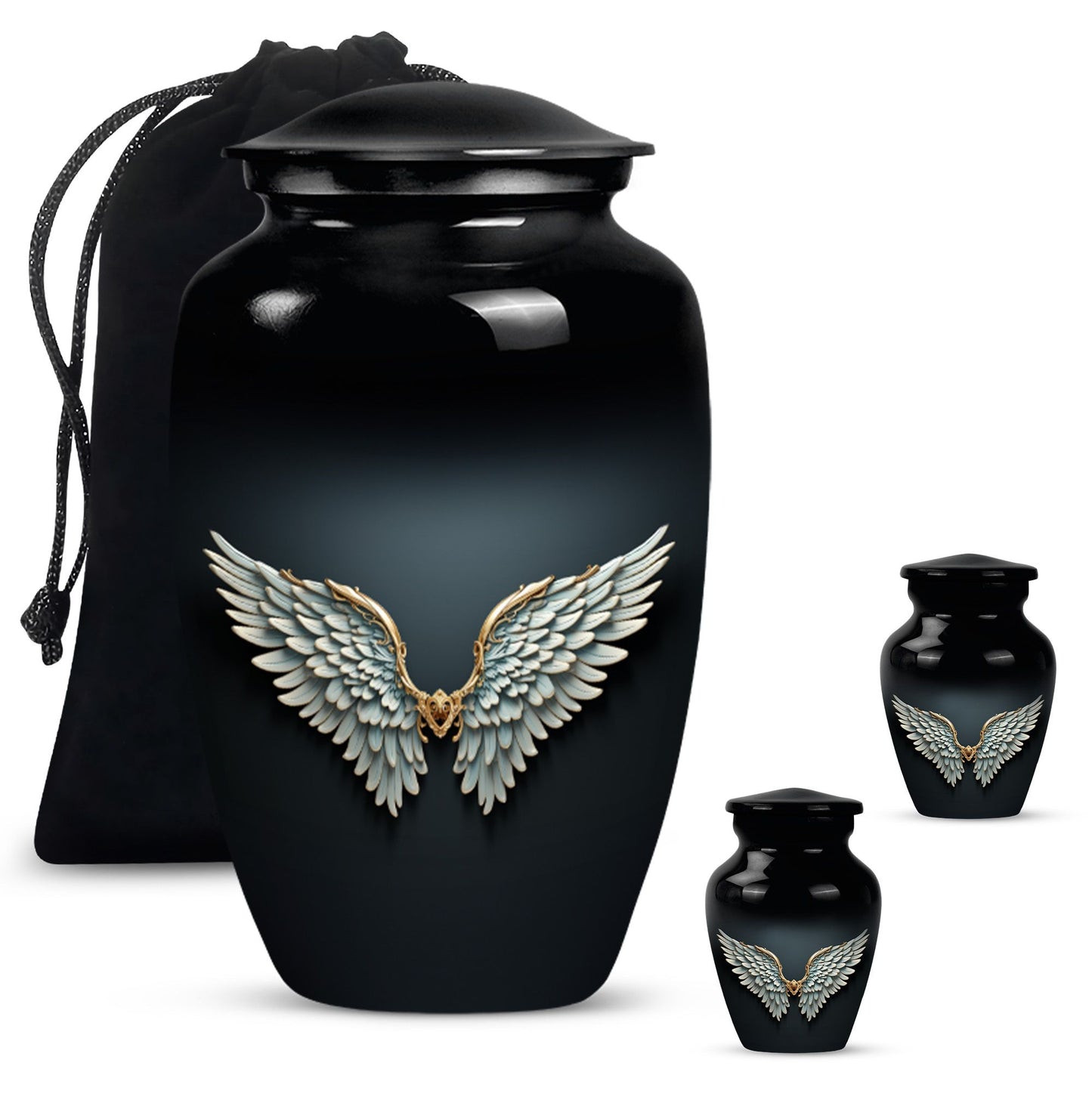  wings blue urn for ashes, personalized butterfly theme, 