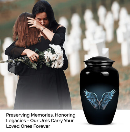 10-inch wings blue Urn, classic design with butterfly theme