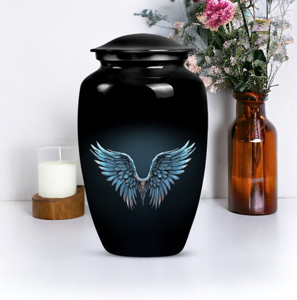 10-inch wings blue Urn, classic design with butterfly theme