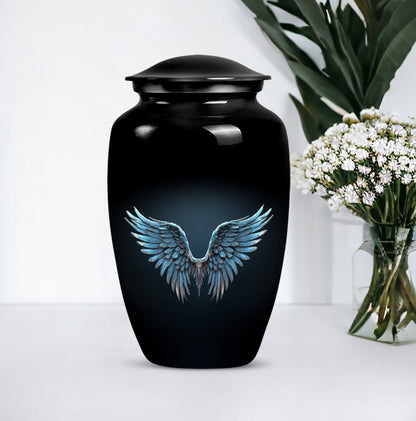 10-inch wings blue Urn, classic design with butterfly theme