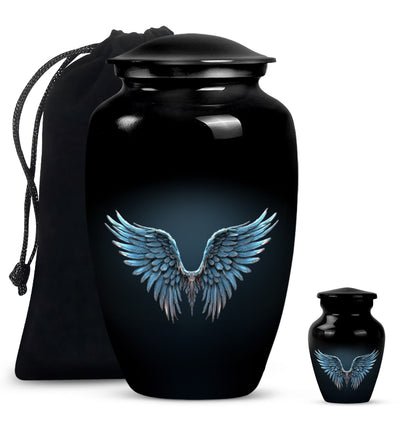 10-inch wings blue Urn, classic design with butterfly theme