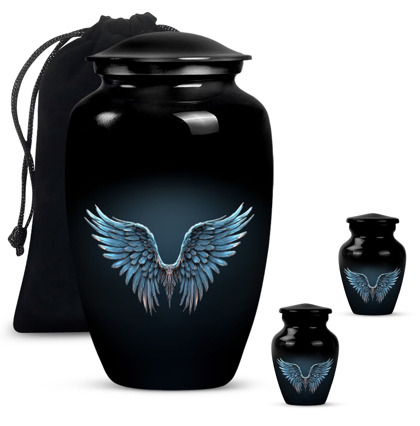 10-inch wings blue Urn, classic design with butterfly theme