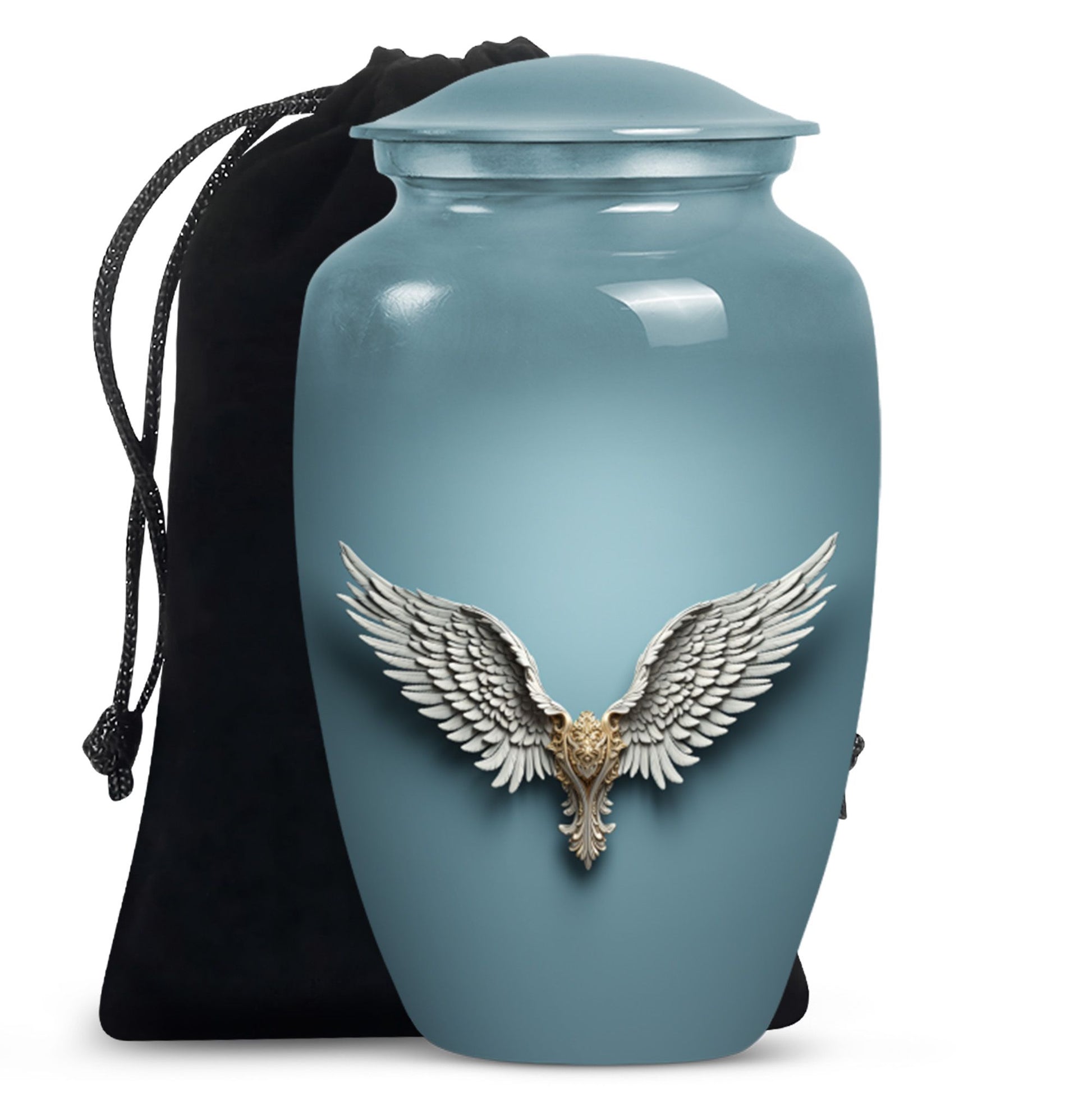 Wings Blue Theme Large Urn 10 Inch