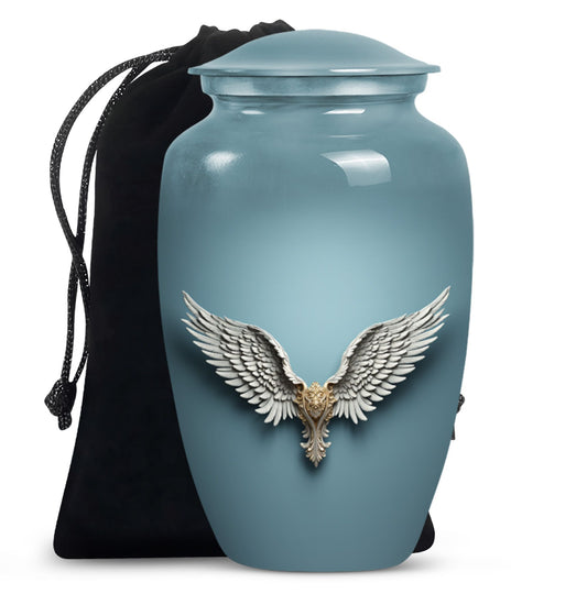 Wings Blue Theme Large Urn 10 Inch
