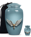 Wings Blue Theme Large Urn With 1 Keepsake Urn