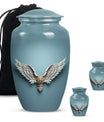 Wings Blue Theme Large Urn With 2 Keepsake Urn