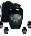 Wings Blue Theme Large Urn With 4 Keepsake Urn