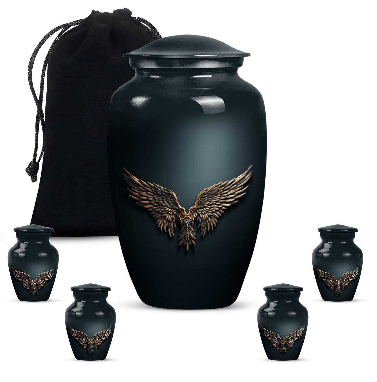 10-inch classic, wings blue urn with butterfly theme.