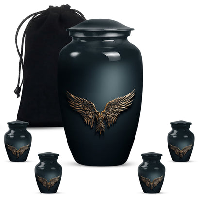 10-inch classic, wings blue urn with butterfly theme.