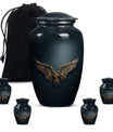 Wings Blue Theme Large Urn With 4 Keepsake Urn