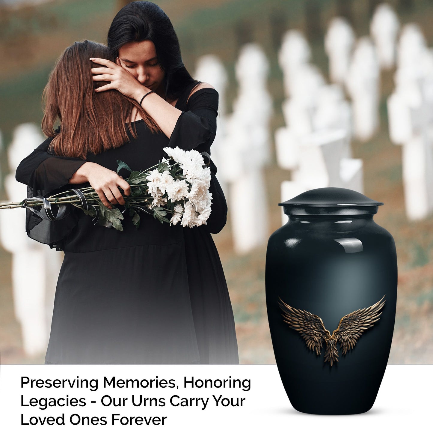 10-inch classic, wings blue urn with butterfly theme.