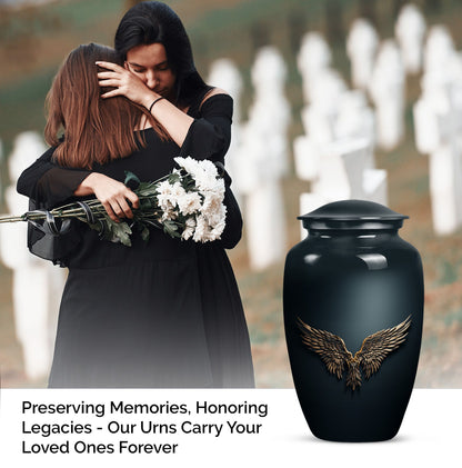 10-inch classic, wings blue urn with butterfly theme.