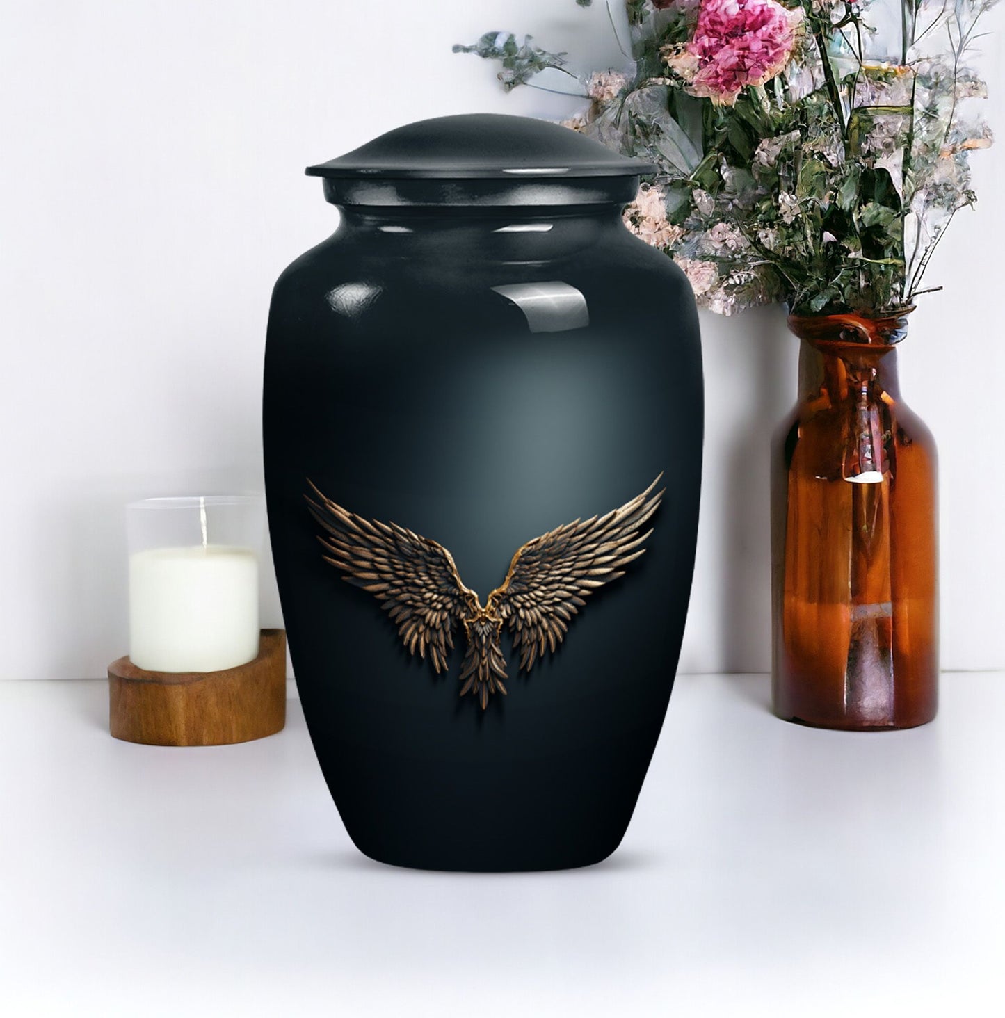 10-inch classic, wings blue urn with butterfly theme.