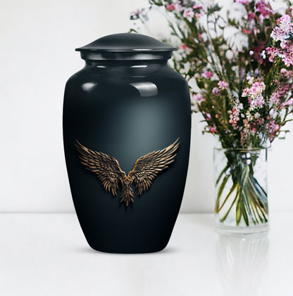 10-inch classic, wings blue urn with butterfly theme.