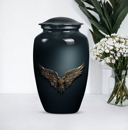 10-inch classic, wings blue urn with butterfly theme.