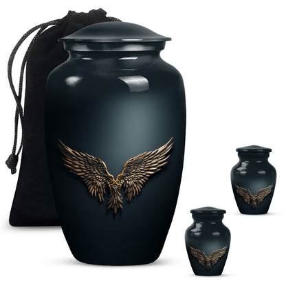 10-inch classic, wings blue urn with butterfly theme.