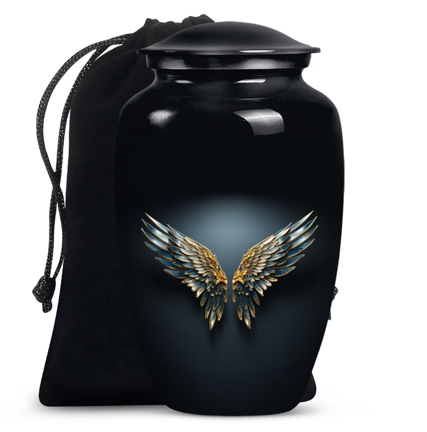 Blue wings urn for human ashes with butterfly 