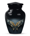 Blue wings urn for human ashes with butterfly 
