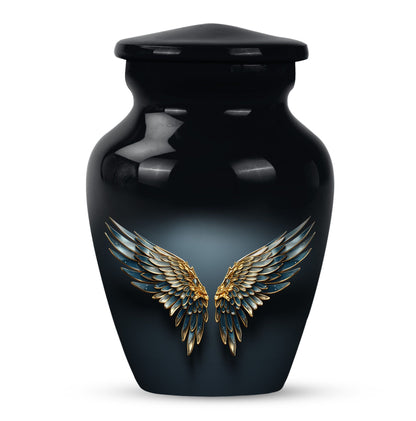 Blue wings urn for human ashes with butterfly 