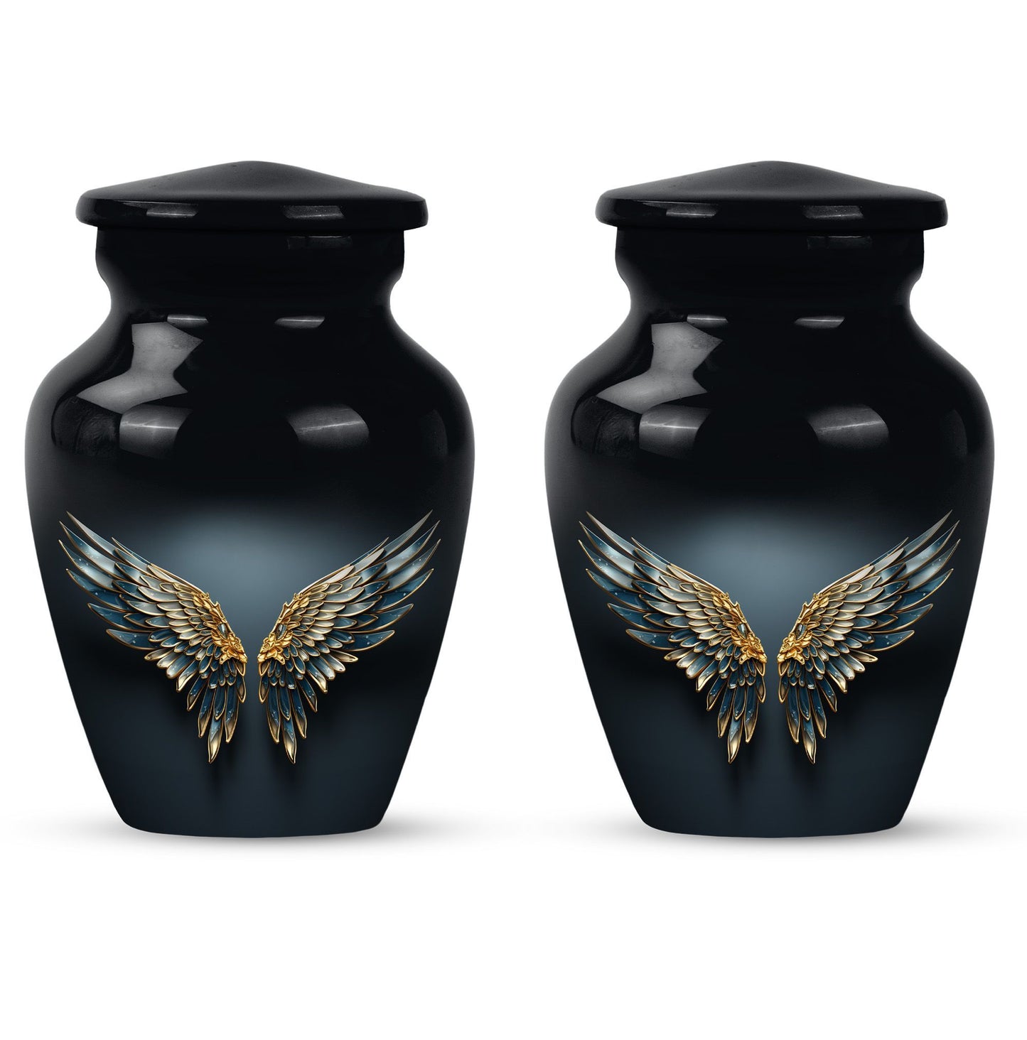 Blue wings urn for human ashes with butterfly 