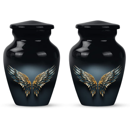 Blue wings urn for human ashes with butterfly 