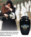 Blue wings urn for human ashes with butterfly 