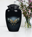 Blue wings urn for human ashes with butterfly 