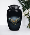 Blue wings urn for human ashes with butterfly 