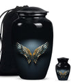 Blue wings urn for human ashes with butterfly 