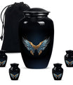 Wings Blue Theme Large Urn With 4 Keepsake Urn