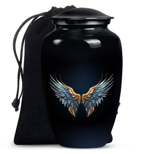 Wings Blue Theme Large Urn 10 Inch