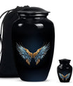 Wings Blue Theme Large Urn With 1 Keepsake Urn