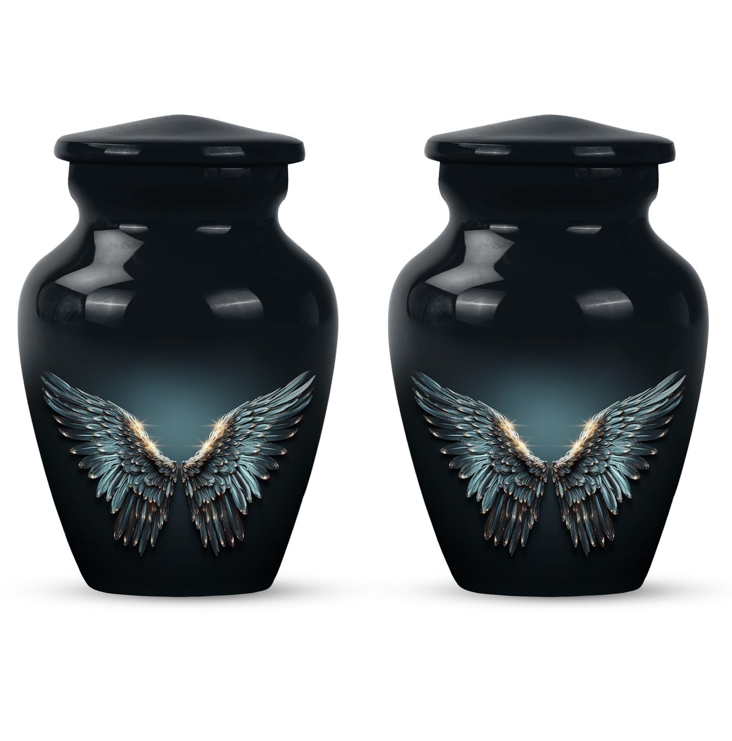 wings blue urn for adult ashes with butterfly theme