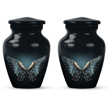 wings blue urn for adult ashes with butterfly theme