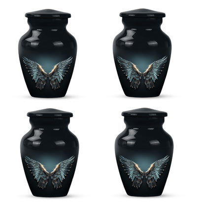 wings blue urn for adult ashes with butterfly theme