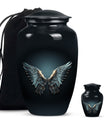 Wings Blue Theme Large Urn With 1 Keepsake Urn
