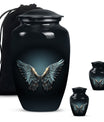 Wings Blue Theme Large Urn With 2 Keepsake Urn
