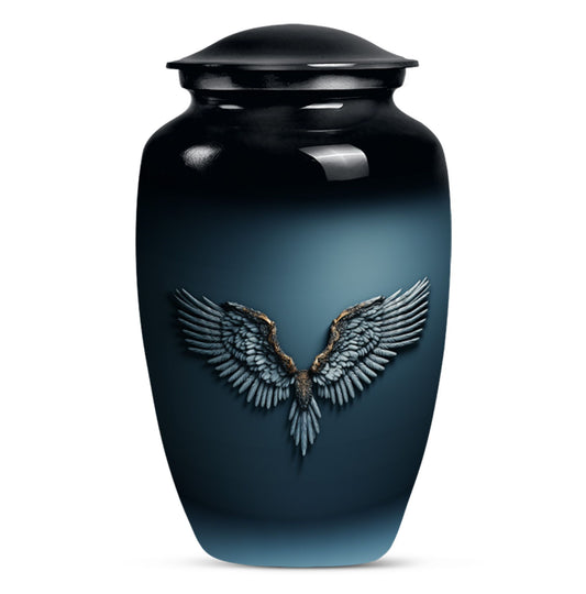 Wings Blue Theme Large Urn 10 Inch
