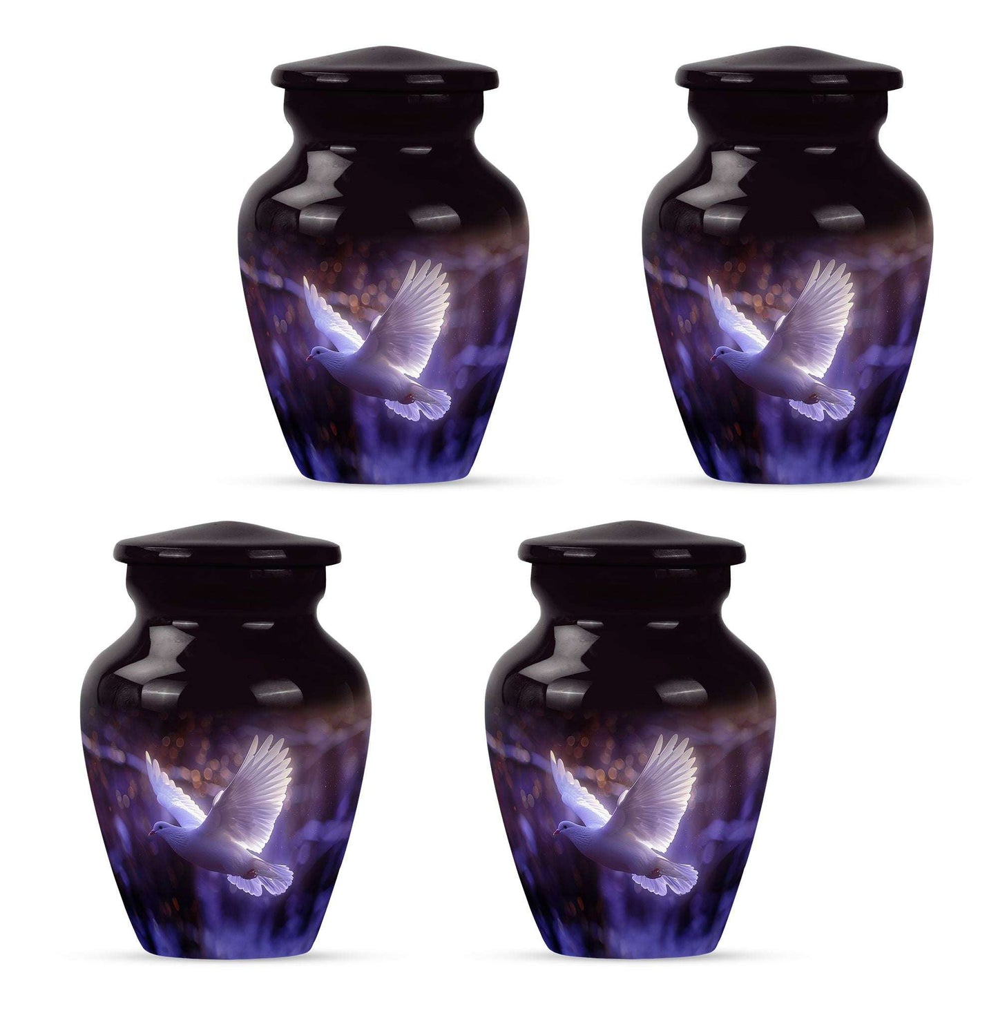 White Dove On Purple Theme 3 Inch Keepsake Pack of 4