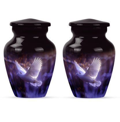 White Dove On Purple Theme 3 Inch Keepsake Pack of 2