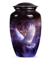 Classic 10 Inch white dove on purple Urn for adult ashes