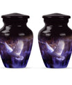 Classic 10 Inch white dove on purple Urn for adult ashes