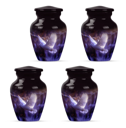 Classic 10 Inch white dove on purple Urn for adult ashes