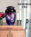 Classic 10 Inch white dove on purple Urn for adult ashes