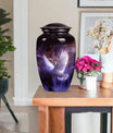 Classic 10 Inch white dove on purple Urn for adult ashes