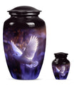 Classic 10 Inch white dove on purple Urn for adult ashes