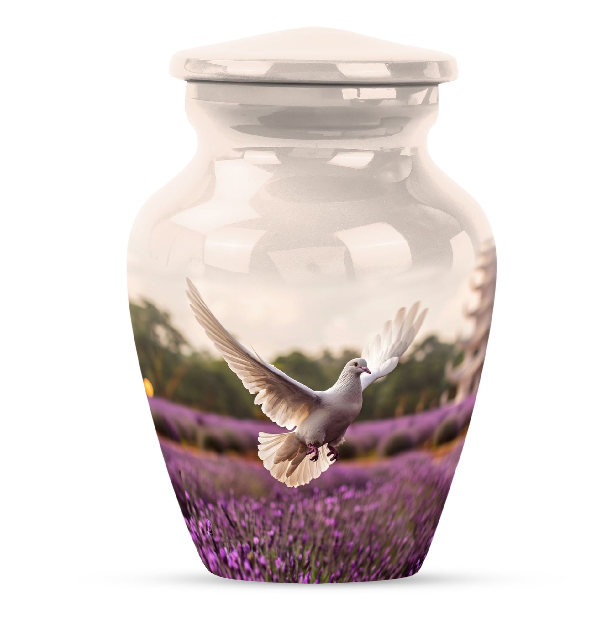 White Dove On Purple Theme 3 Inch Keepsake
